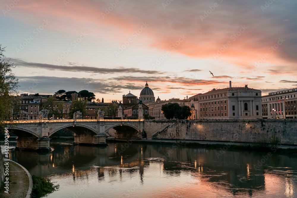 Beautiful sunset landscape photo of Rome Italy