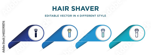 hair shaver icon in 4 different styles such as filled, color, glyph, colorful, lineal color. set of   vector for web, mobile, ui