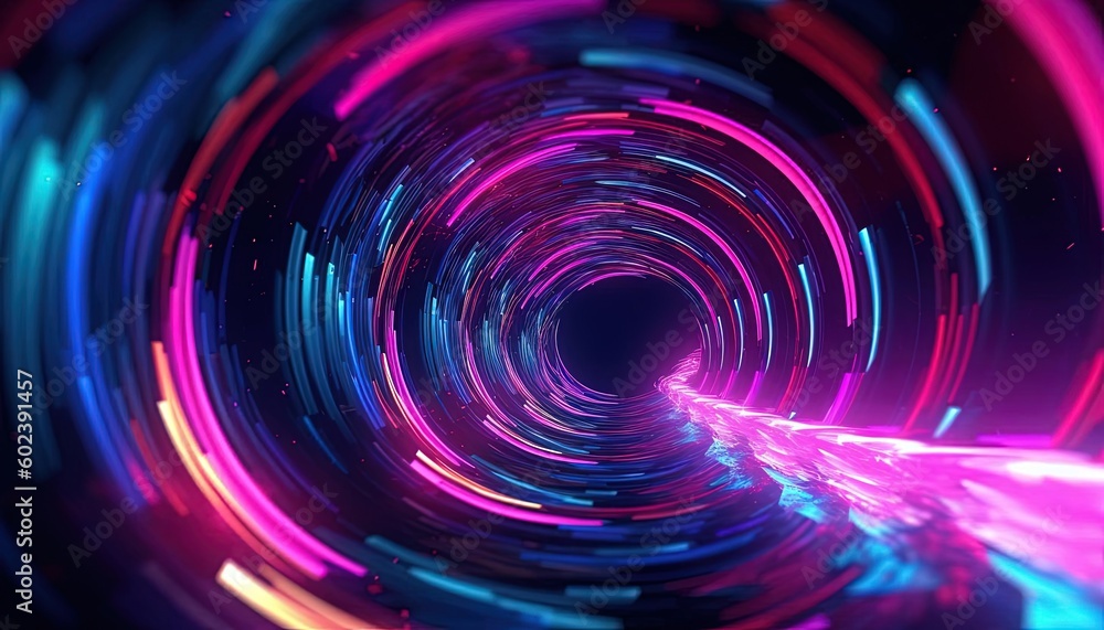 shot of an abstract glowing tunnel with multiple bright light beams, generative ai shot of an abstract glowing tunnel with multiple bright light beams, generative ai