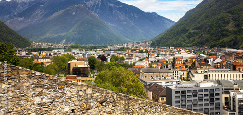 historic bellinzona city in switzerland panorama photo