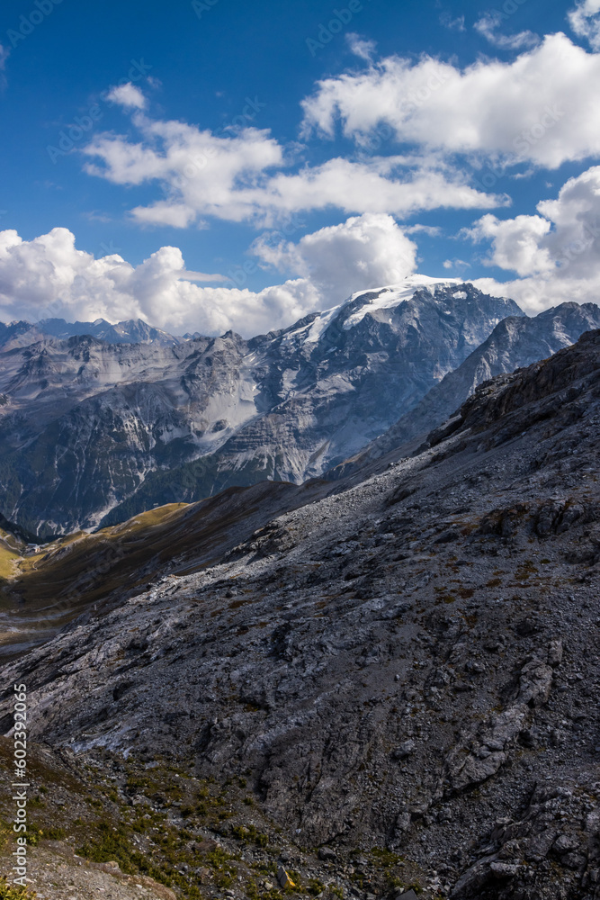 Mountain scenic road Stelvio Pass in Alps