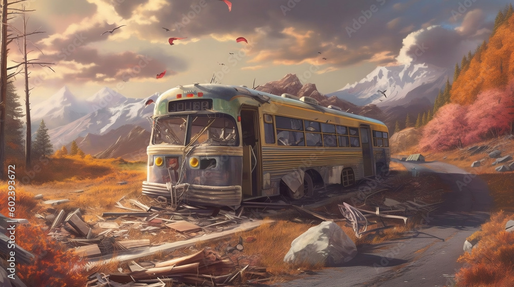 Abandoned, bus, vehicle, transportation, decay, rust, forgotten ...