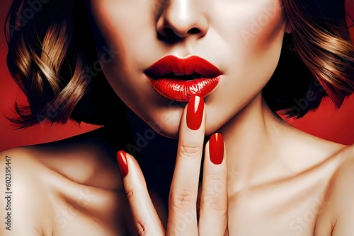 Frau mit roten Lippen und roten Fingernägeln nach Seitensprung beim Fremdgehen 