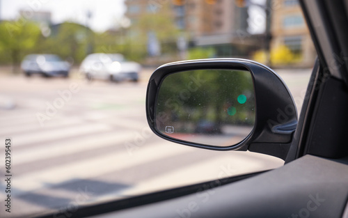 Car mirror symbolizes reflection, awareness, and safety. It represents the ability to see one's surroundings, check blind spots, and navigate the road with caution