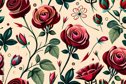 Wallpaper Hintergrund mit Blumen Sonnenblumen und Rosen