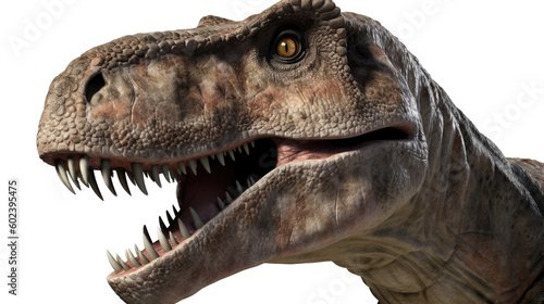 Tyrannosaurus rex isolated on white background  the popular predator dinosaur in Cretaceous period era  with Generative AI.
