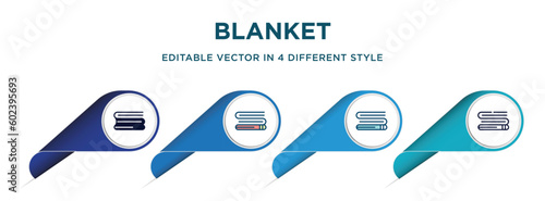 blanket icon in 4 different styles such as filled, color, glyph, colorful, lineal color. set of   vector for web, mobile, ui