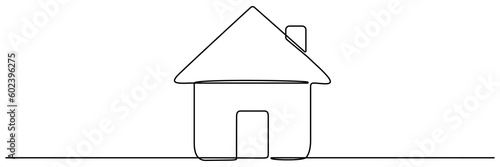 House continuous line drawn. Home line art symbol. Vector illustration isolated on white.