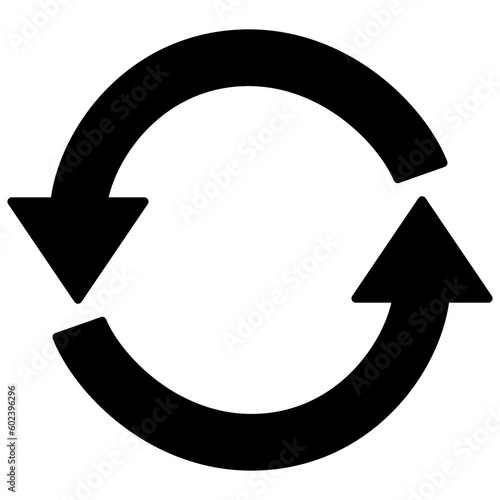 Obraz na plátne Black round workflow refresh 2 arrows icon, simple two turn shapes turn workflow