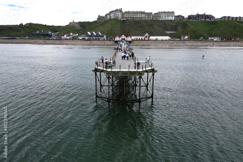 aerial view of  Saltburn victorian pier, North Yorkshire  photo