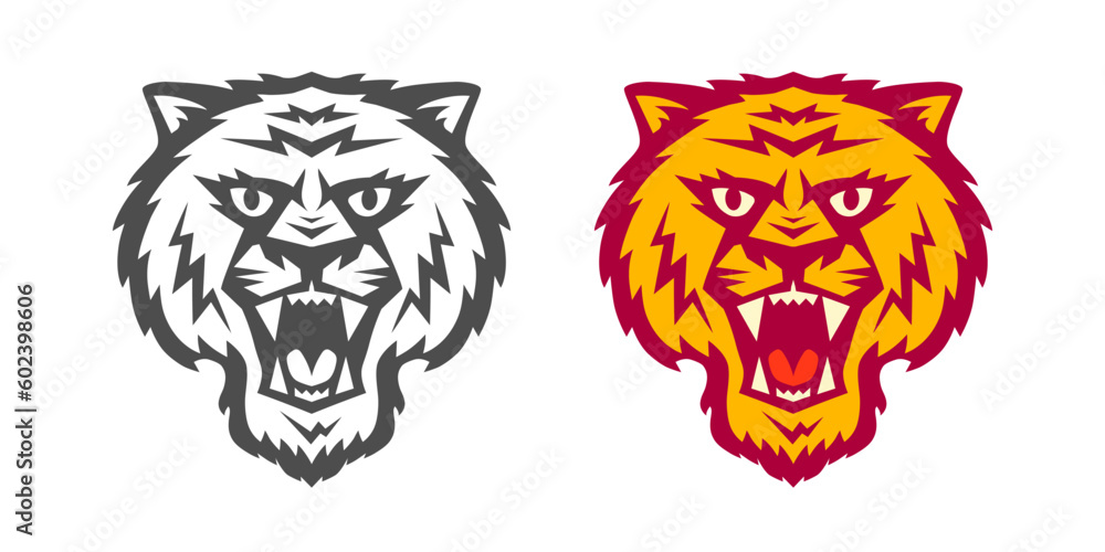 Vector logo of tiger head for sport team. Vector logo of big cat face. Vector logo of tiger head for sport team. Vector logo of big cat face.