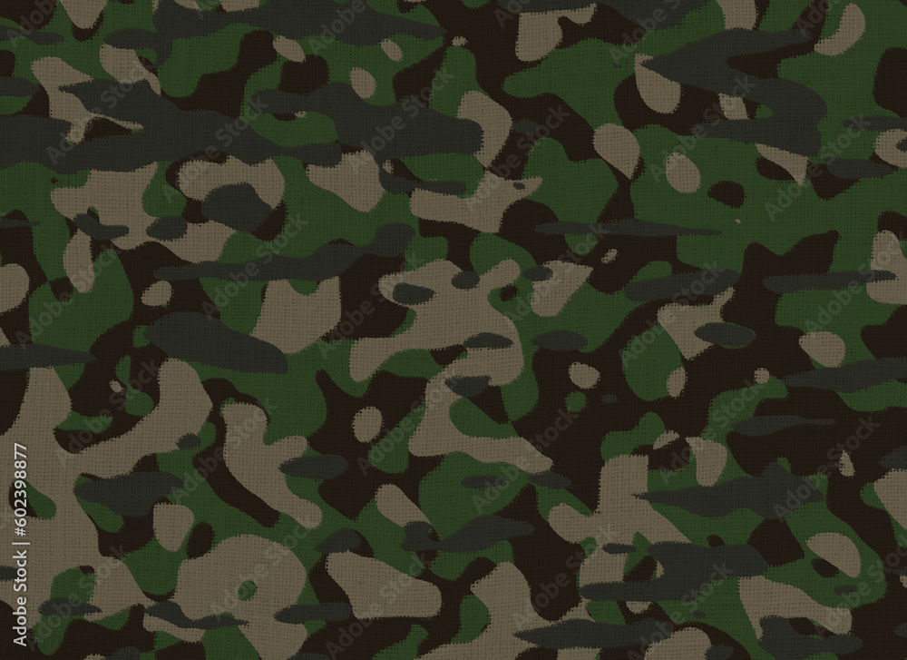 Close-up of green camouflage pattern on a burlap cloth. Abstract high resolution full frame textured background. Copy space. Close-up of green camouflage pattern on a burlap cloth. Abstract high resolution full frame textured background. Copy space.