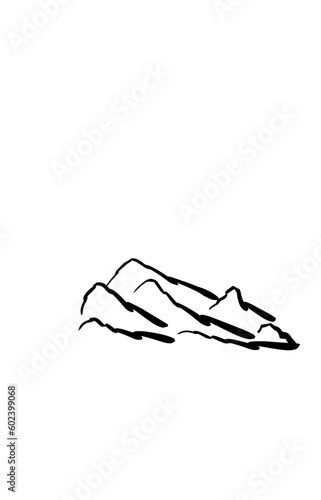 abstract black line mountain view