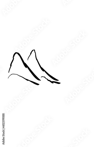 abstract black line mountain view