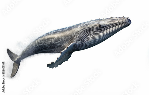 Humpback whale on an isolated white background. AI generative