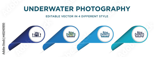 underwater photography icon in 4 different styles such as filled, color, glyph, colorful, lineal color. set of   vector for web, mobile, ui