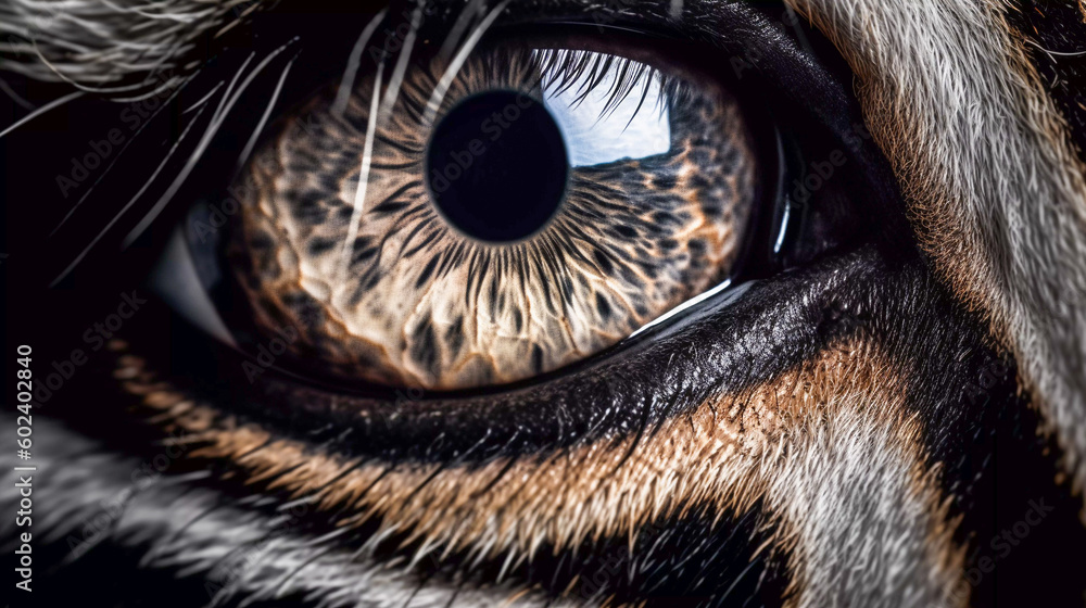 Obraz premium Beautiful portrait of a majestic zebra's eyes, Generative AI