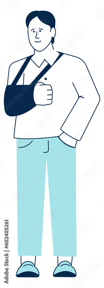 Man with injured hand in bandage. Orthopedic trauma icon Man with injured hand in bandage. Orthopedic trauma icon
