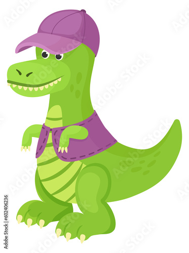 Green dinosaur toy. Stuffed animal cartoon icon