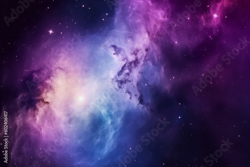 beautiful starry universe in purple and blue color, magic color galaxy, created with Generative AI Technology