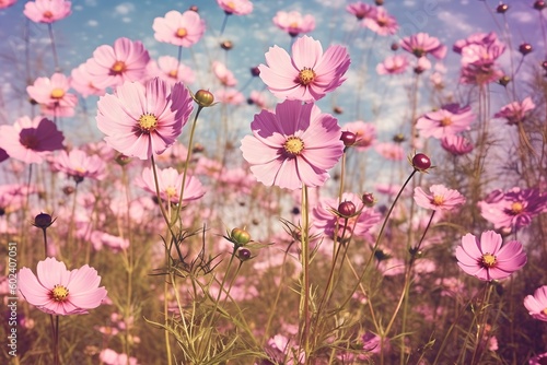 field of beautiful flowers, generative ai © progressman