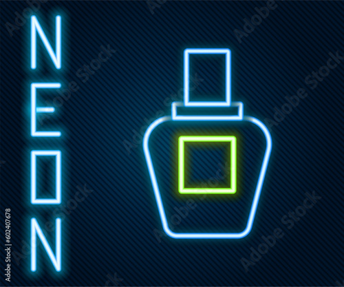 Glowing neon line Perfume icon isolated on black background. Colorful outline concept. Vector