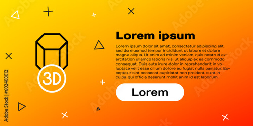 Line 3D printer icon isolated on yellow background. 3d printing. Colorful outline concept. Vector