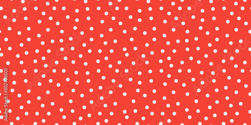 Small polka dot seamless pattern background. random dots texture. red and white dots textile