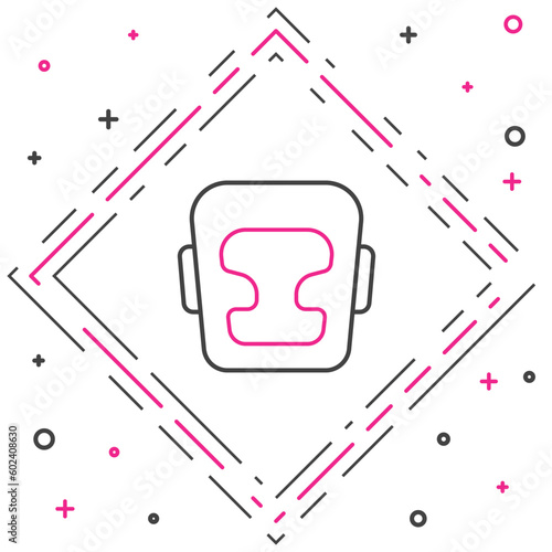 Line Boxing helmet icon isolated on white background. Colorful outline concept. Vector