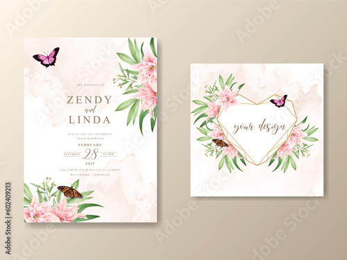 romantic floral wedding invitation card