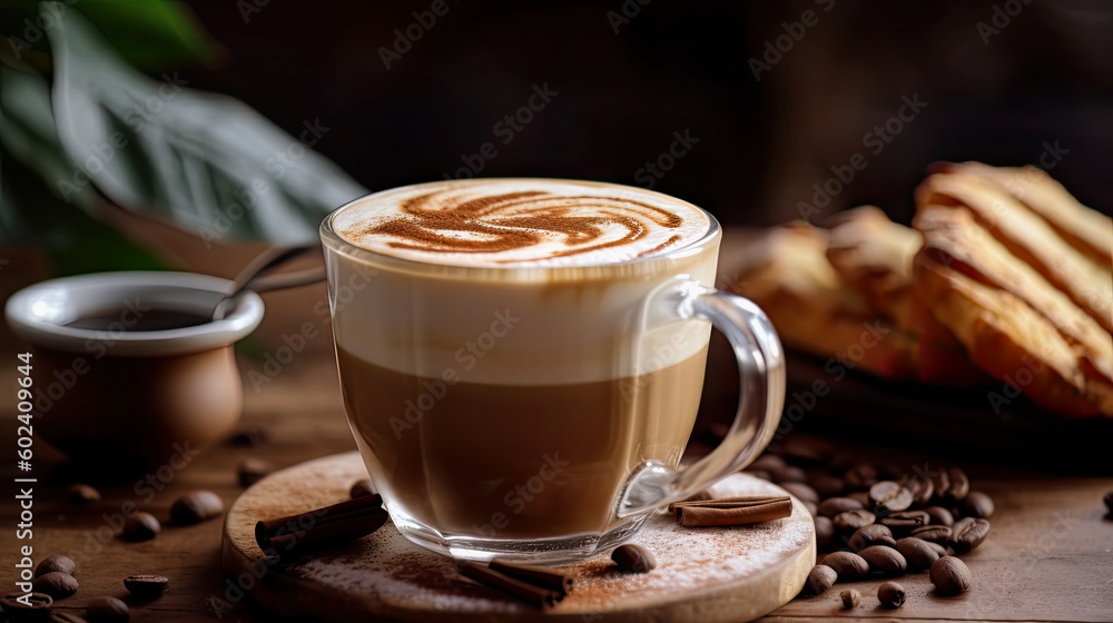 generative ai illustration of a coffee with milk foam generative ai illustration of a coffee with milk foam