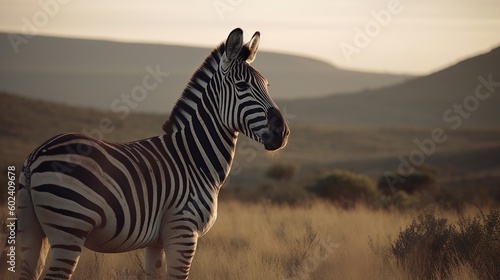 Zebra on safari in South Africa Generative AI