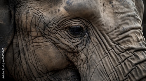 Close-up of elephant's rough skin Generative AI © Suleyman