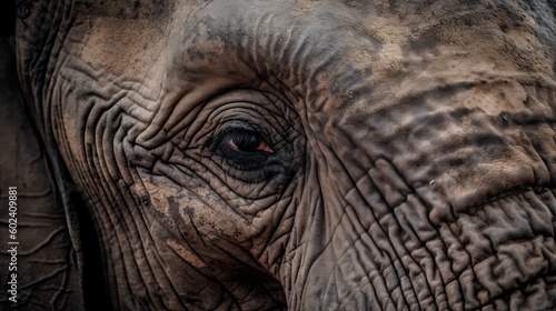 Close-up of elephant's rough skin Generative AI