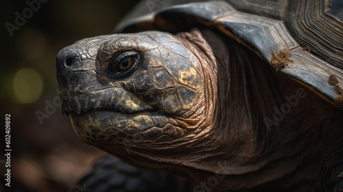 Close-up portrait of a Galapagos tortoise Generative AI © Suleyman