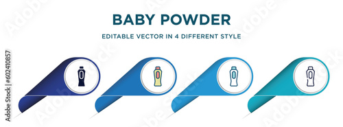 baby powder icon in 4 different styles such as filled, color, glyph, colorful, lineal color. set of   vector for web, mobile, ui