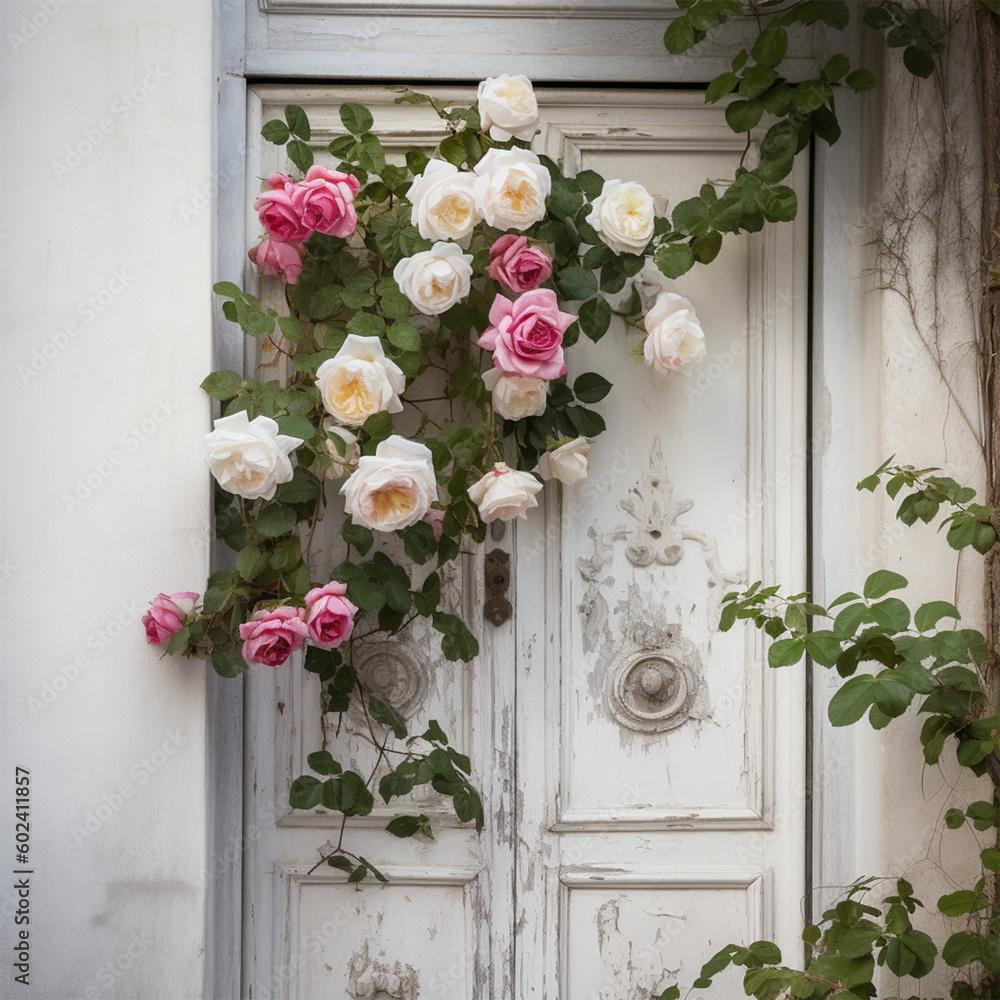 hanging roses on the door made with Generative Al hanging roses on the door made with Generative Al