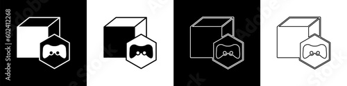 Set NFT Digital crypto art icon isolated on black and white background. Non fungible token. Vector