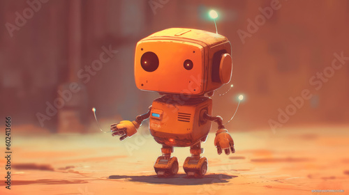 Lovely cute robot with a cute little nose that brings joy wherever he goes, in the style of Atey Ghailan. Generative AI photo