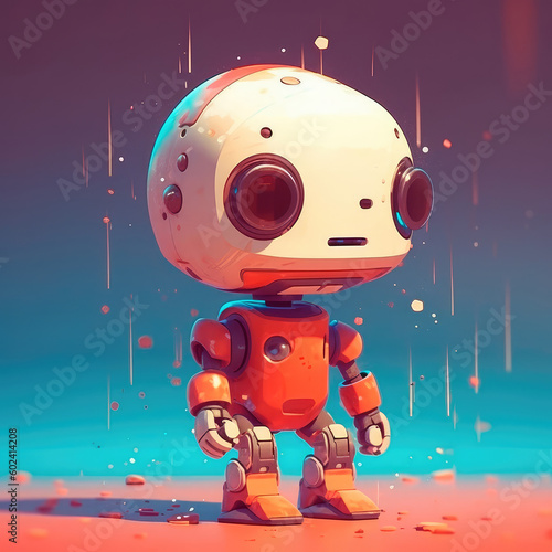 Lovely cute robot with a cute little nose that brings joy wherever he goes  in the style of Atey Ghailan. Generative AI