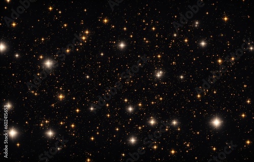 Image of stars floating over light spots on black background (Generative AI)