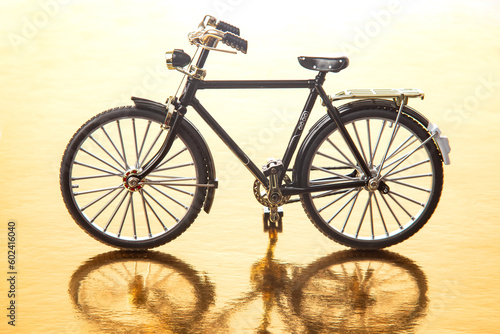 road bike model on a yellow background. transport for travel