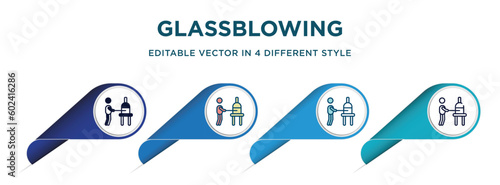 glassblowing icon in 4 different styles such as filled, color, glyph, colorful, lineal color. set of   vector for web, mobile, ui