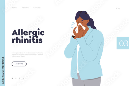 Allergic rhinitis landing page design template for medical service offering methods for treatment