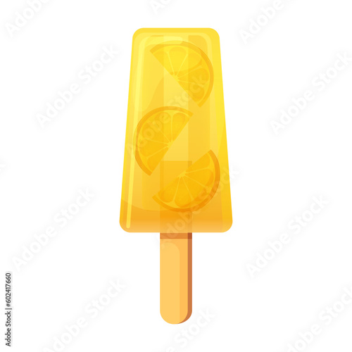 Fruit ice cream with orange. Vector illustration isolated on white.