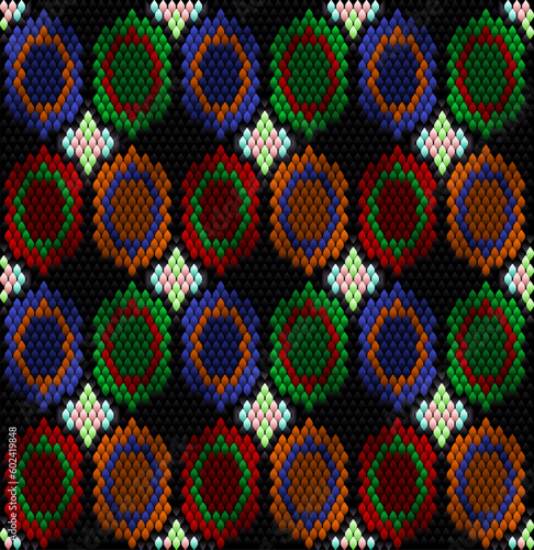 Ethnic, folk, geometric, mosaic ornament, pattern for fabrics, interiors, ceramics and furniture in the Arabian style.
