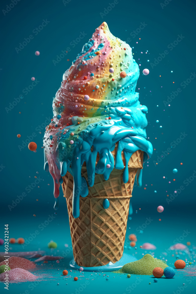 Ice cream cone. Advertising for candy shop or cafe