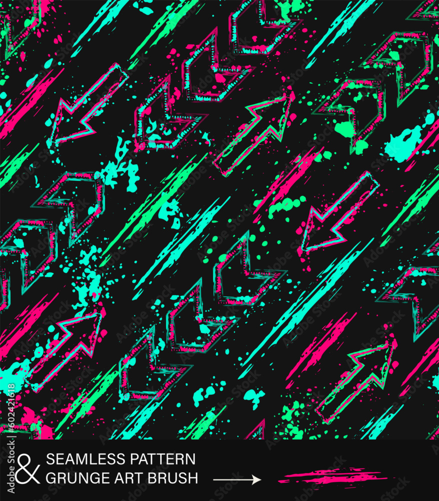 Virtual pattern with of arrows, pointers, paint brush strokes ...
