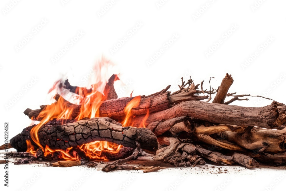roaring fire with a pile of burning logs Generative AI roaring fire with a pile of burning logs Generative AI