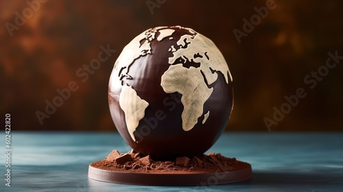 chocolate globe. chocolate day, world chocolate day. Generative AI